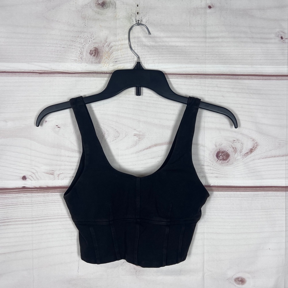 Offline by Aerie Sports Bra Womens XS Black OG Recharge Longline Corset Seam